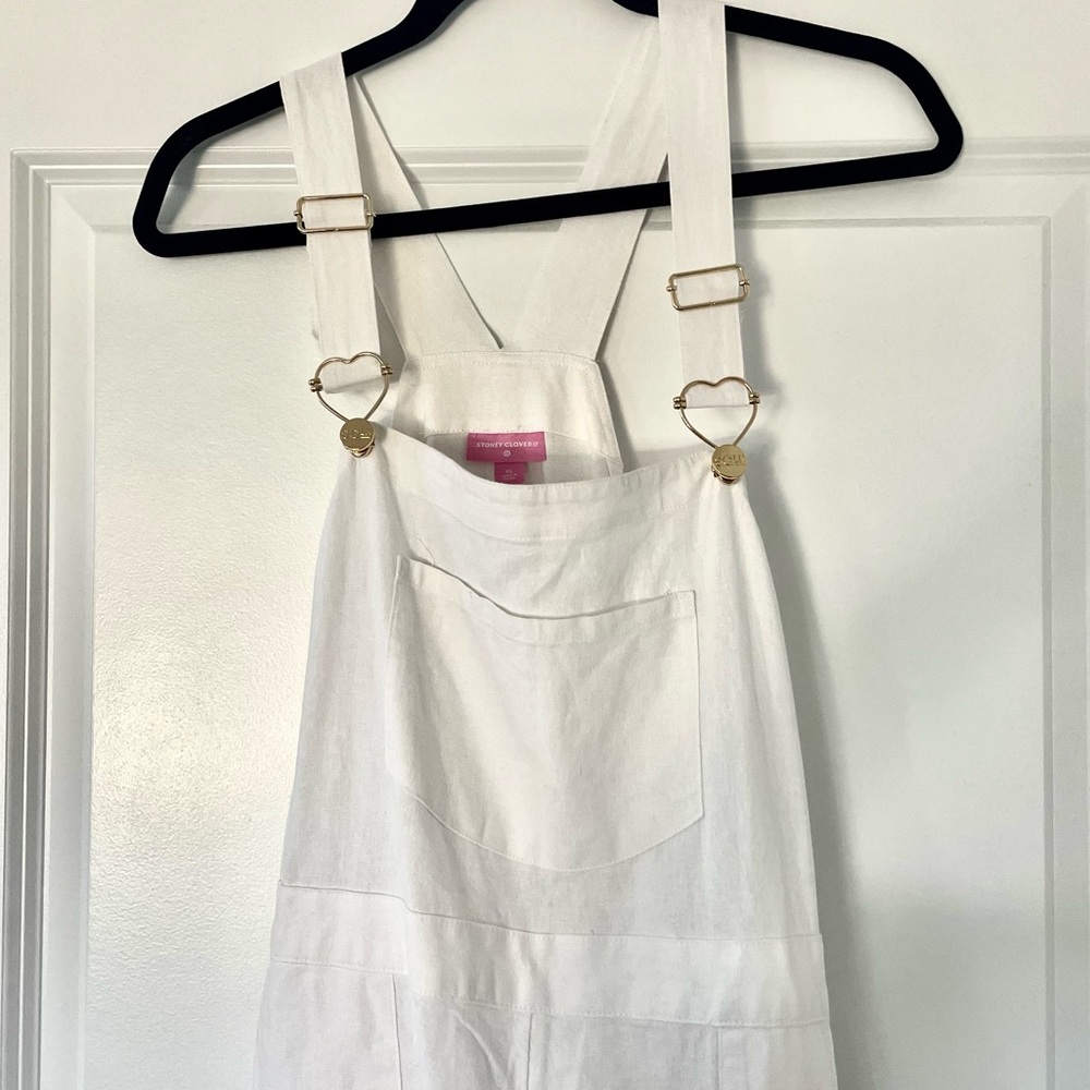 Overalls White Target Heart Shape Details XL